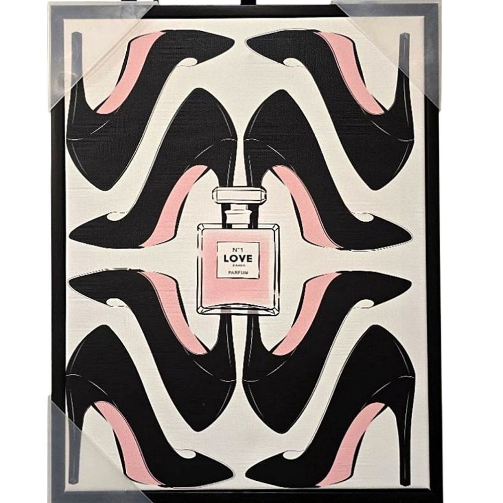 At Home Love Chanel & Heels Framed Canvas Wall Decor